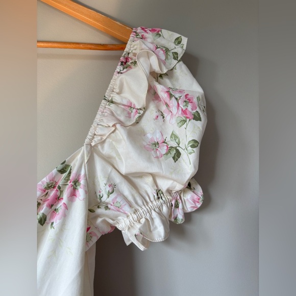 NEW Selkie Summer Home Girls Night Out Mini Ruffle Dress Pink Cream Floral | XS - Picture 10 of 15